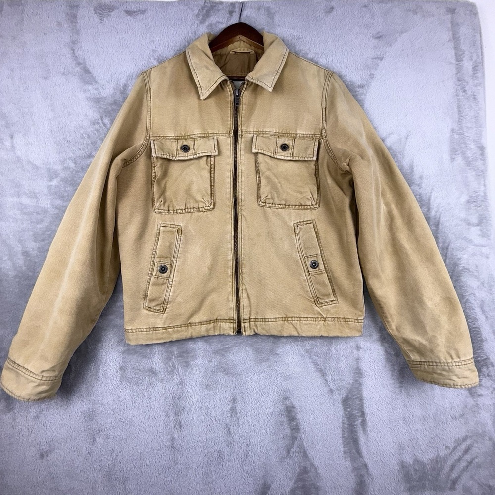 Hollister Outer ware Jacket‎ Mens Medium Beige Utility Field Thick Canvas Y2K